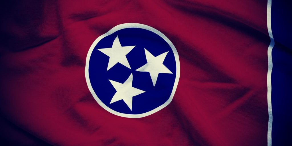 The state flag of Tennessee.