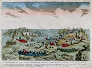 : A color print depicting the French and Indian War.