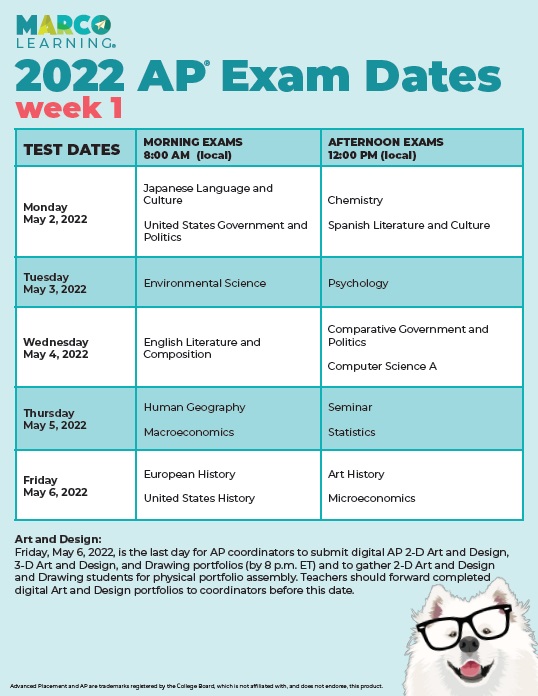 May 2022 Ap Exam Schedule 2022 Ap® Exam Dates – Marco Learning