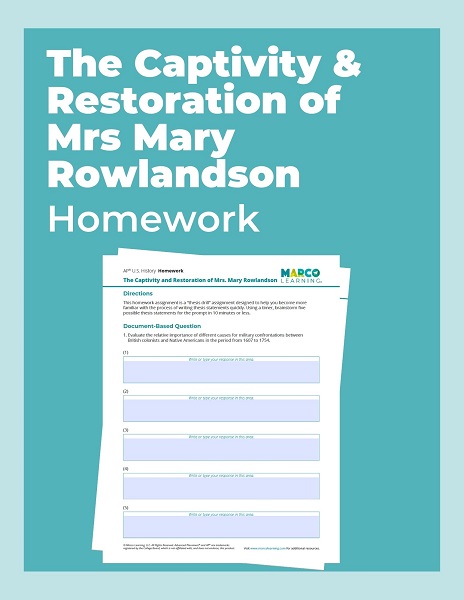 Mrs Mary Rowlandson Homework Thumb
