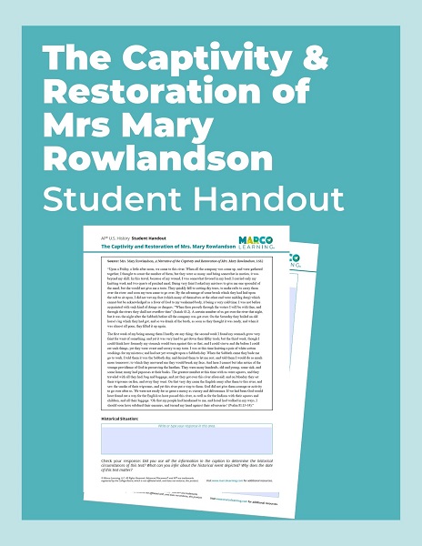 Mrs Mary Rowlandson Student Handout Thumb